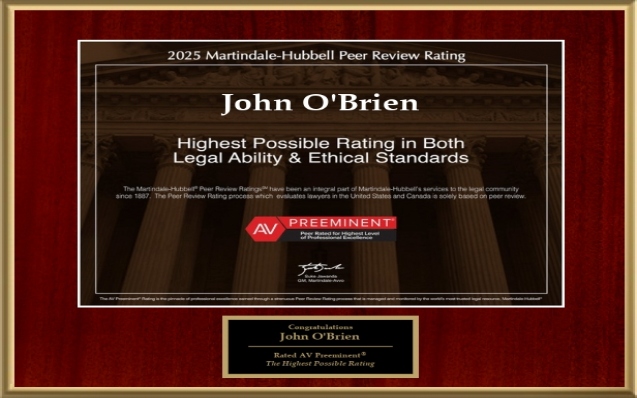 Sacramento County Injury Attorney John O’Brien Wins the 2025 AV Preeminent Award